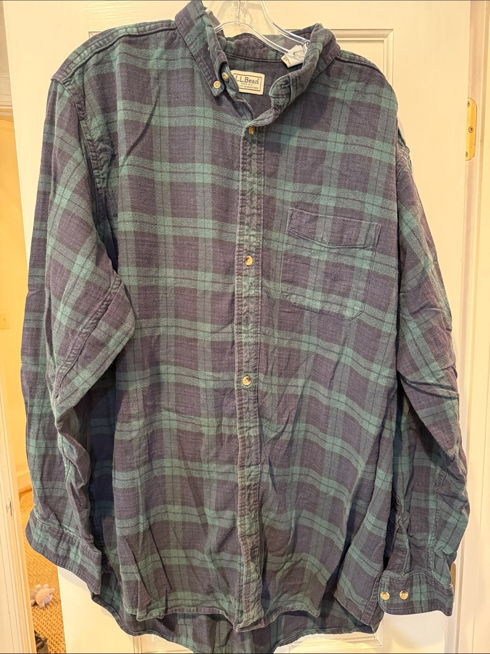 L.L. Bean Scotch Plaid Flannel Shirt Green & Purple